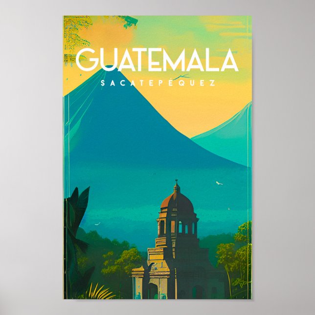 guatemala vintage travel poster print (Front)