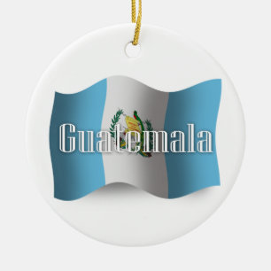 Guatemala Waving Flag Ceramic Tree Decoration