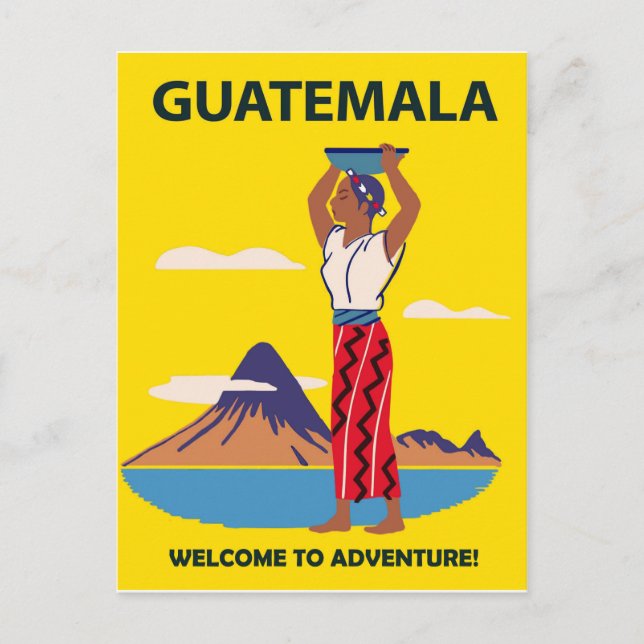 Guatemala,woman in folk costume with plate on head postcard (Front)