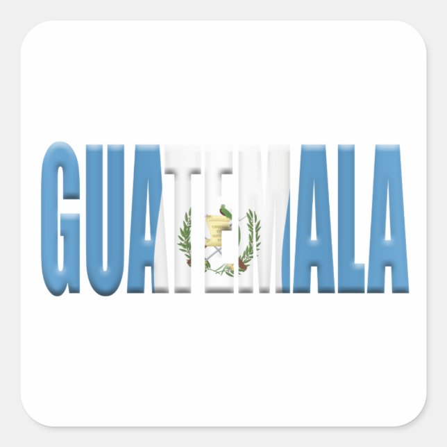 Guatemala word overlaid with the national flag square sticker (Front)