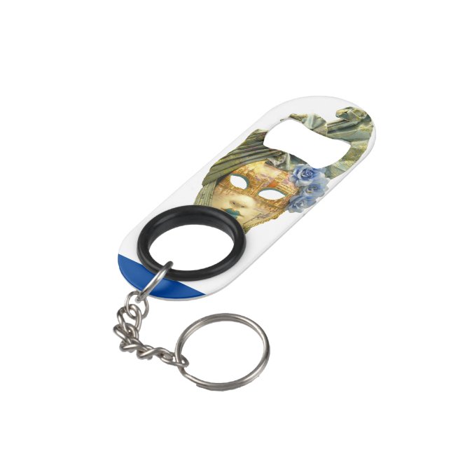 "Guatemalan Masks" Stainless Steel Bottle Opener (Back Angled)