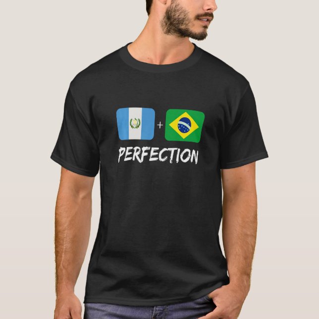 Guatemalan Plus Brazilian Perfection Mix Flag Heri T-Shirt (Front)