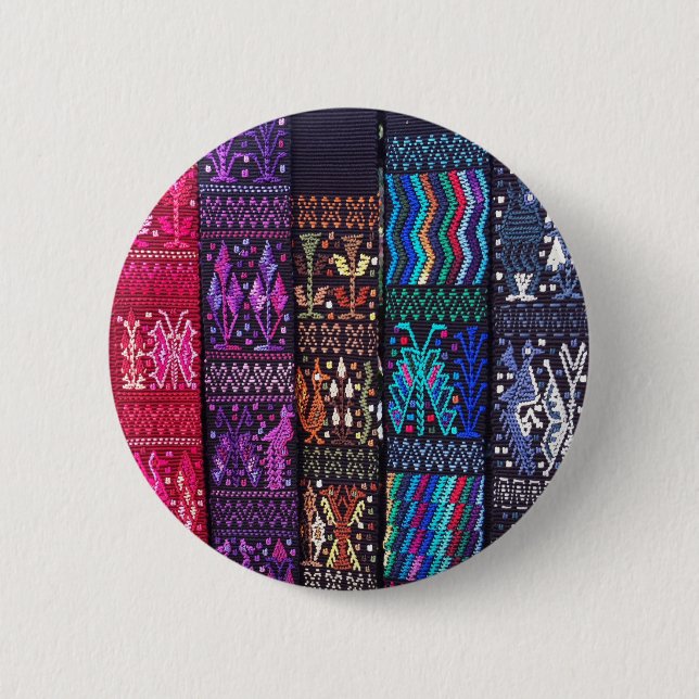 Guatemalan textile designs 6 cm round badge (Front)