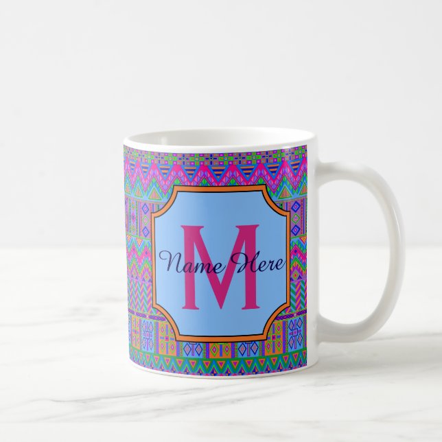 Guatemalan Tribal Monogram Office Home Or Gift Coffee Mug (Right)