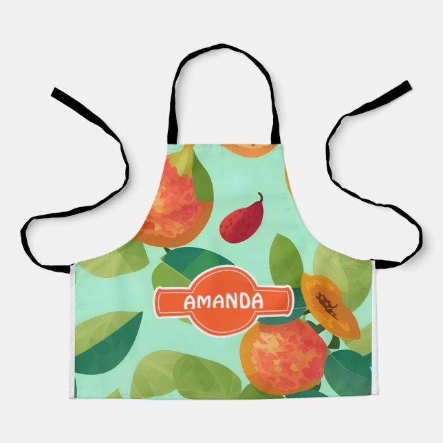 Guava Floral Colourful Personalised Pattern Apron (Front)