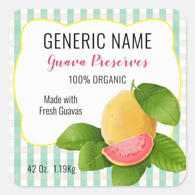 Guava Fruit Canning Jar Label (Front)
