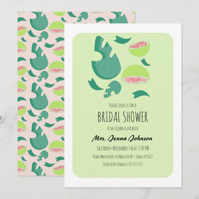 Guava Fruit Pink Green  Bridal Shower Invitation (Front/Back)