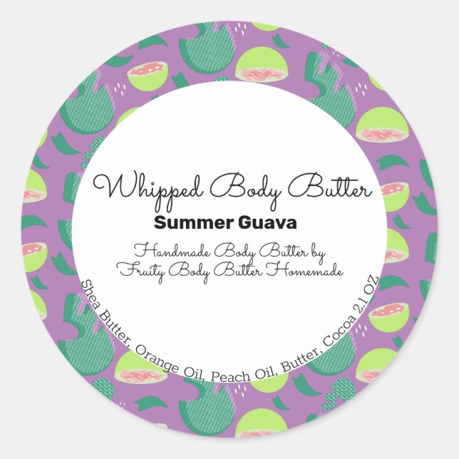 Guava Fruit Pop Body Butter Bath Branding Classic Round Sticker (Front)