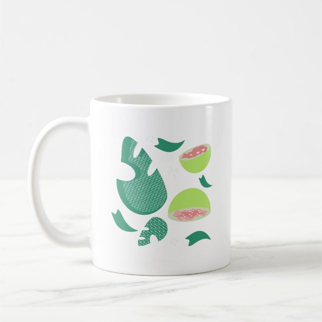 Guava Greenery Pink Green Fruit Pattern Coffee Mug (Left)