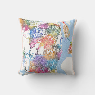 Guayaquil Ecuador City Map Cushion