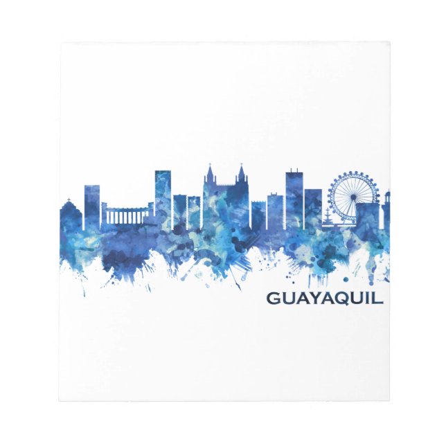 Guayaquil Ecuador Skyline Blue Notepad (Front)