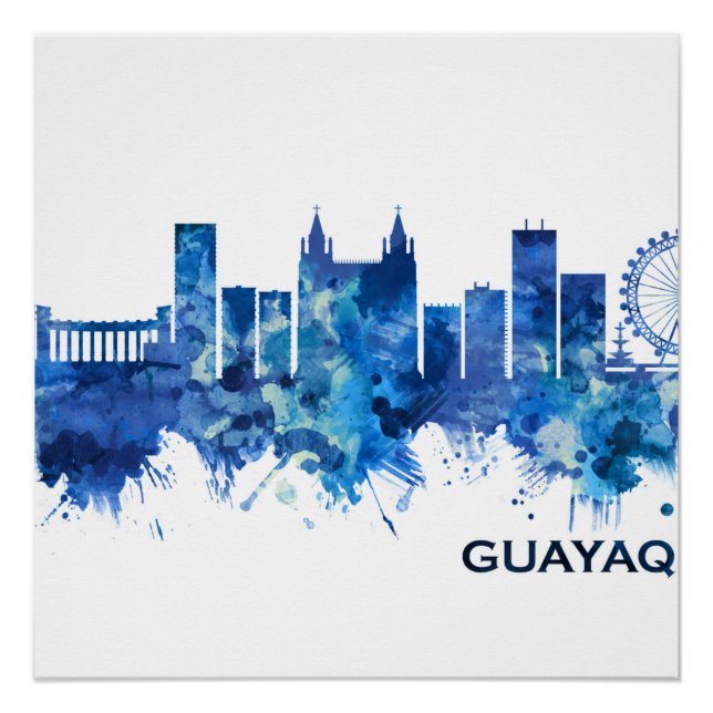 Guayaquil Ecuador Skyline Blue Poster (Front)