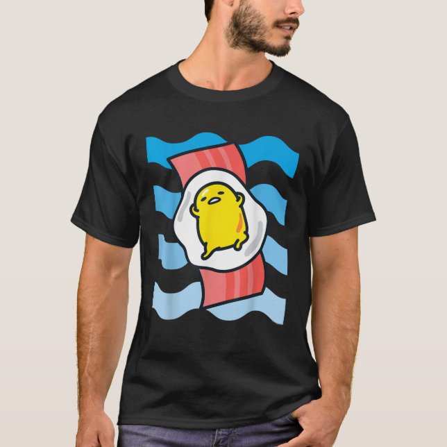 Gudetama the Lazy Egg Waves Bacon Floaty Ocean Bea T-Shirt (Front)
