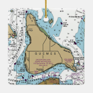 Guemes Island Chart Ceramic Ornament