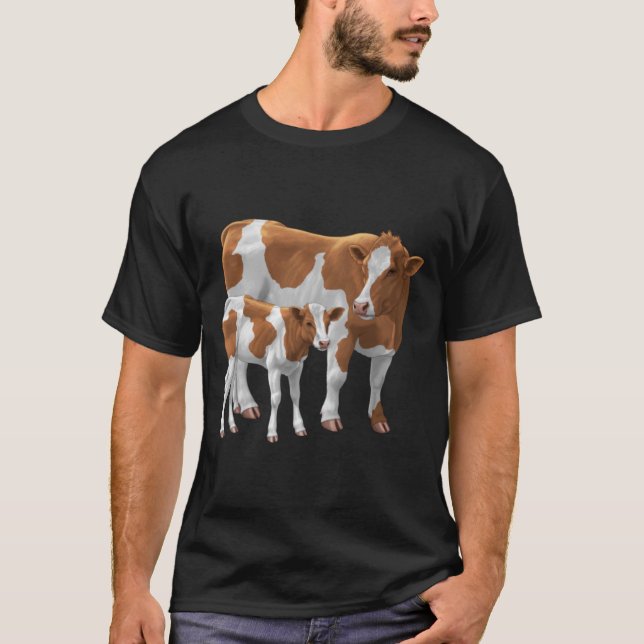 Guernsey Cow and Cute Calf T-Shirt (Front)