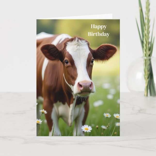 Guernsey Cow Birthday Humour Card (Front)