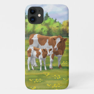 Guernsey Cow & Cute Calf in Summer Pasture Case-Mate iPhone Case