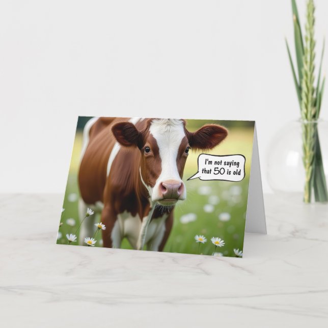 Guernsey Cow Humour For 50th Birthday Card (Front)