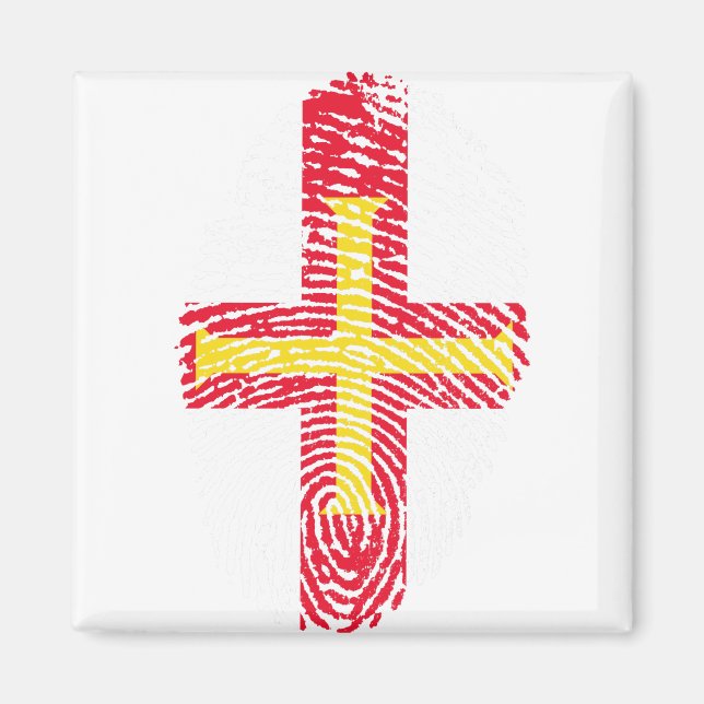 Guernsey Flag Fingerprint Country Pride Magnet (Front)