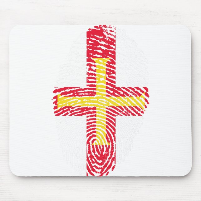 Guernsey Flag Fingerprint Country Pride Mouse Mat (Front)