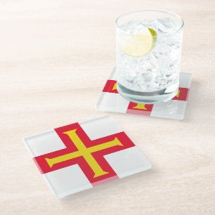 Guernsey flag glass coaster