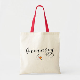 Guernsey Flag Heart, Channel Islands Tote Bag