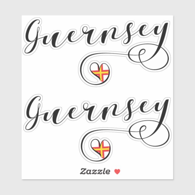 Guernsey Flag Heart Script Design (Sheet)