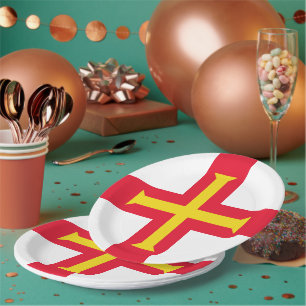 Guernsey flag paper plate