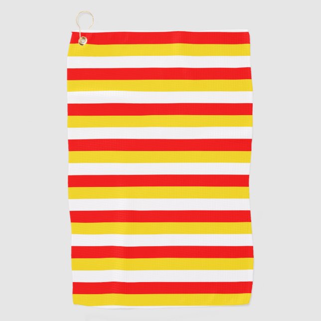 Guernsey flag stripes red yellow white pattern Nor Golf Towel (Front)