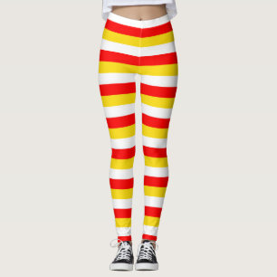 Guernsey flag stripes red yellow white pattern Nor Leggings