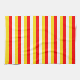 Guernsey flag stripes red yellow white pattern Nor Tea Towel