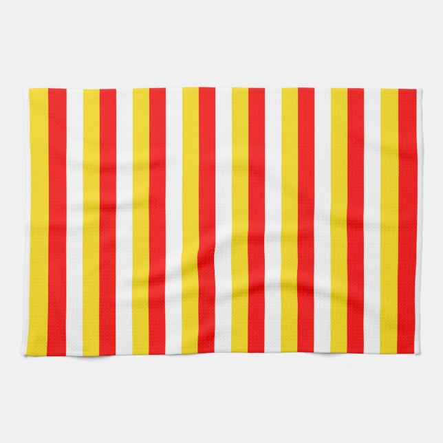 Guernsey flag stripes red yellow white pattern Nor Tea Towel (Horizontal)