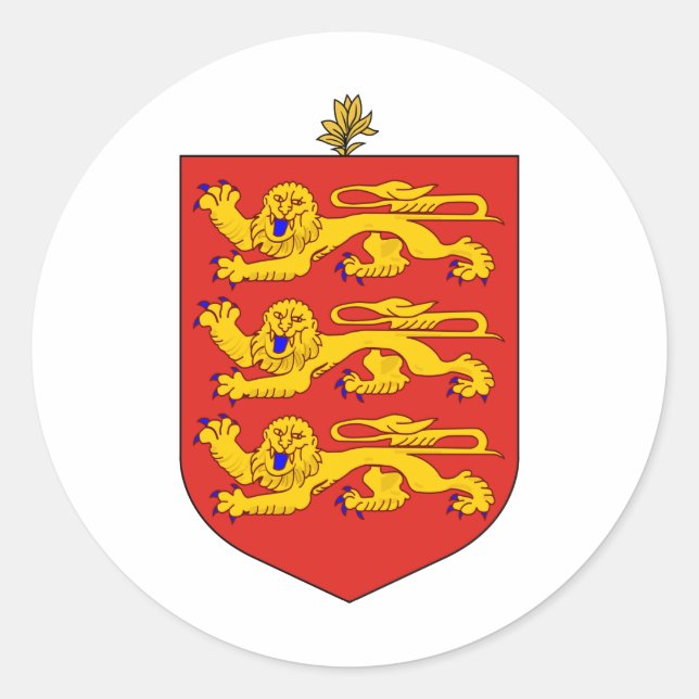 Guernsey Official Coat Of Arms Heraldry Symbol Classic Round Sticker (Front)