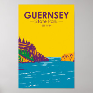 Guernsey State Park Wyoming Vintage  Poster