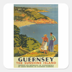 Guernsey - UK - Vintage Travel Square Sticker