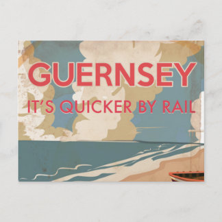 Guernsey Vintage locomotive Travel Poster Postcard