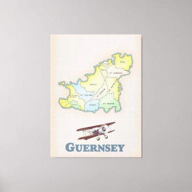 Guernsey vintage map canvas print (Front)