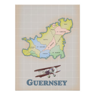 Guernsey vintage map canvas print