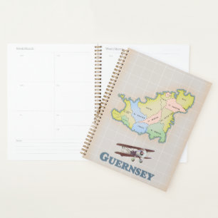 Guernsey vintage map canvas print planner
