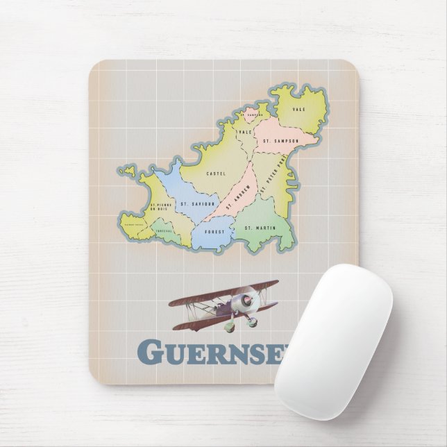 Guernsey vintage map magnet mouse mat (With Mouse)