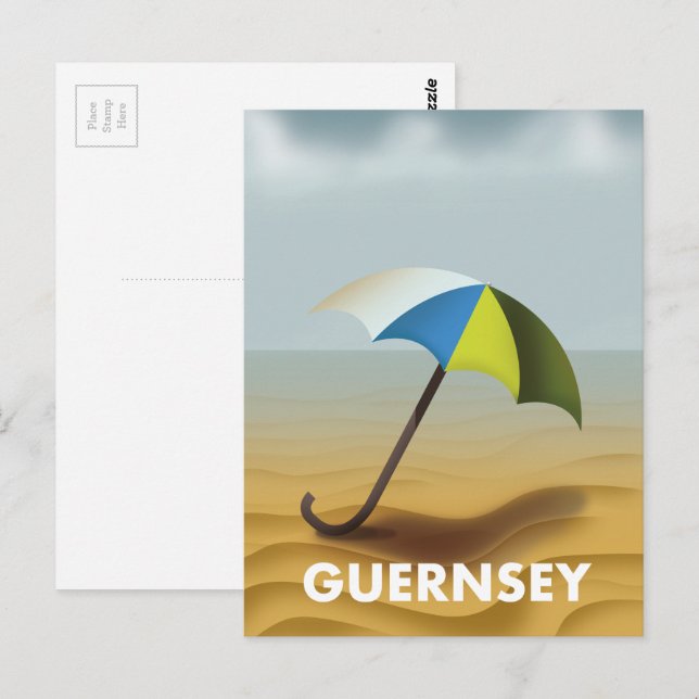Guernsey vintage travel poster postcard (Front/Back)