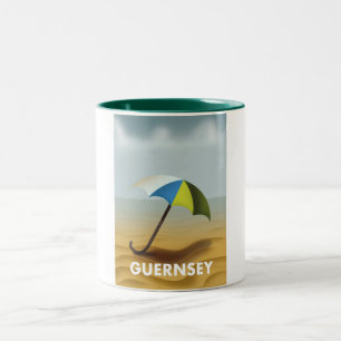 Guernsey vintage travel poster Two-Tone coffee mug