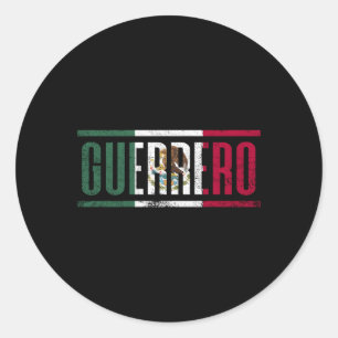Guerrero Con La Bandera De Mã©Xico Classic Round Sticker