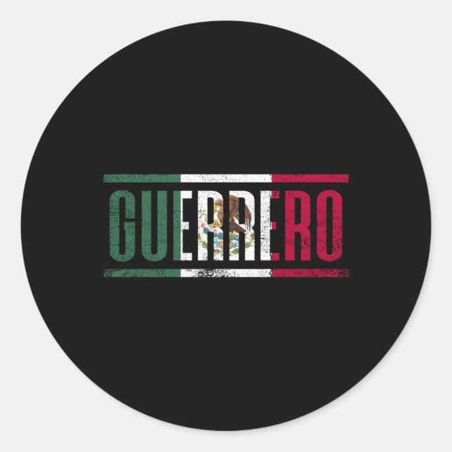 Guerrero Con La Bandera De Mã©Xico Classic Round Sticker (Front)