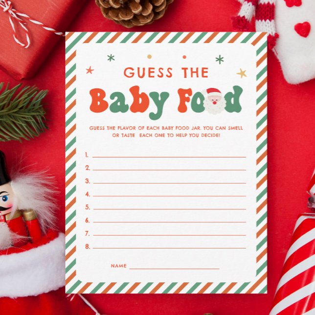 Guess Baby Food Christmas Baby Shower Game Card (Creator Uploaded)