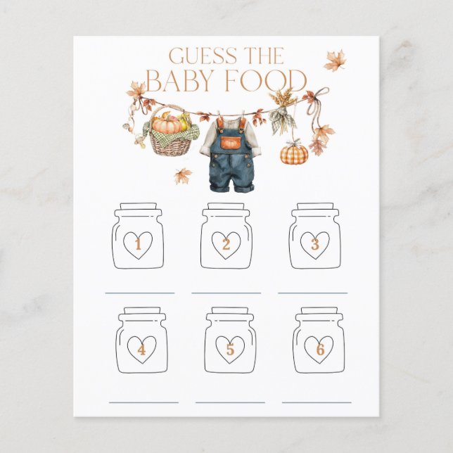 Guess Baby Food Pumpkin Rustic Baby Shower game (Front)