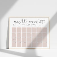 Guess Baby's Arrival Date Baby Shower Game Poster