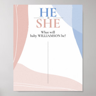 Guess Gender Vote Poster. Baby Gender Reveal Party Poster