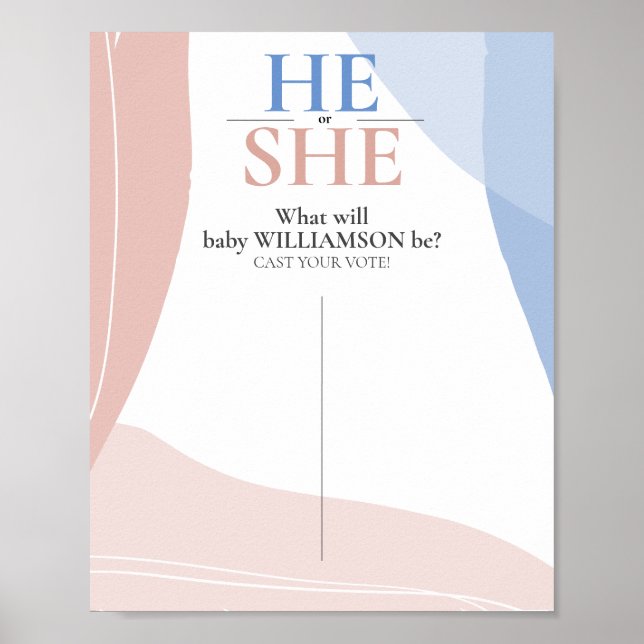 Guess Gender Vote Poster. Baby Gender Reveal Party Poster (Front)