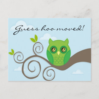 Guess hoo moved! Style 2 Announcement Postcard
